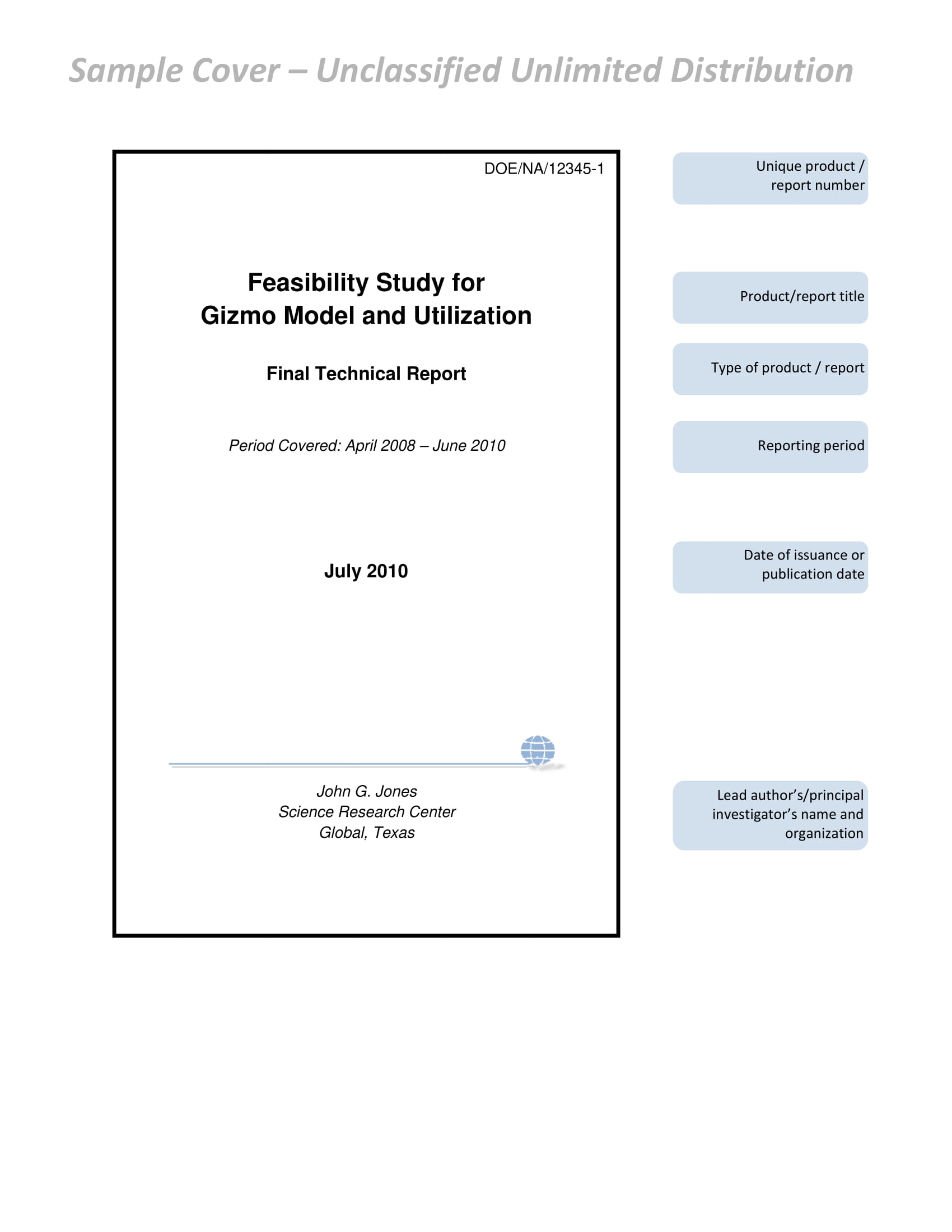 Sample Cover Page – Unclassified Unlimited Distribution Sample Cover Page – Unclassified Unlimited Distribution